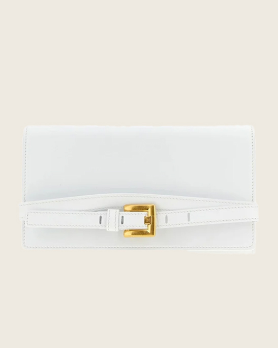 Bolsa Balmain Carteira Shuffle de Couro com Corrente Creme / off-white em couro