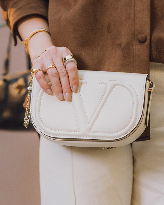 Bolsa Valentino Garavani VLogo Walk Branco / ivory em 100% couro